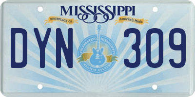 MS license plate DYN309