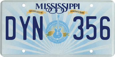 MS license plate DYN356
