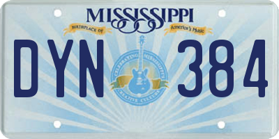 MS license plate DYN384