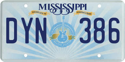MS license plate DYN386