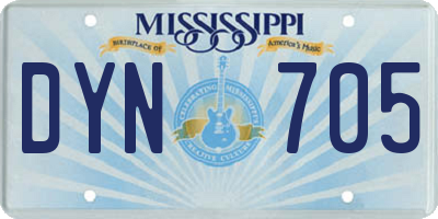 MS license plate DYN705