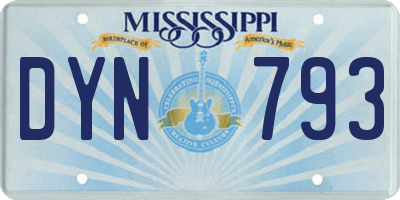 MS license plate DYN793