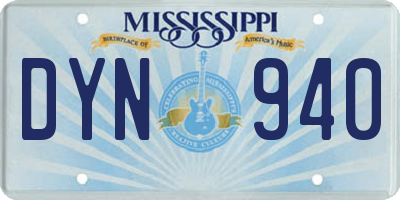 MS license plate DYN940