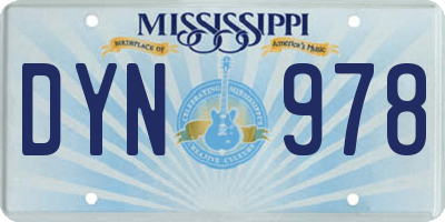 MS license plate DYN978