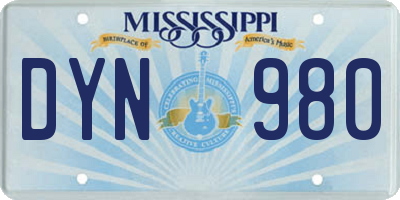 MS license plate DYN980