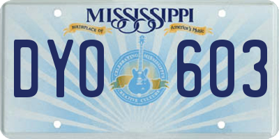 MS license plate DYO603