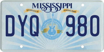 MS license plate DYQ980
