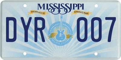 MS license plate DYR007