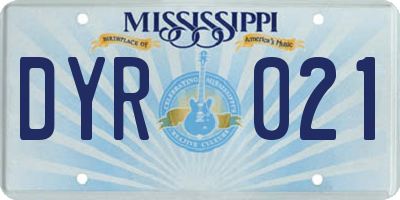 MS license plate DYR021