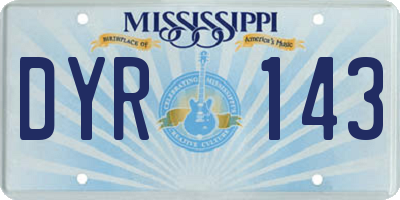 MS license plate DYR143