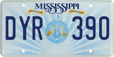 MS license plate DYR390