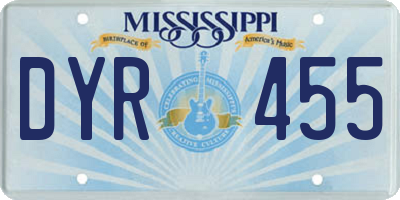 MS license plate DYR455