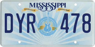MS license plate DYR478