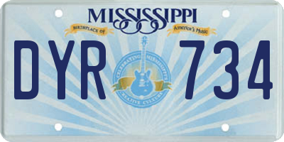MS license plate DYR734