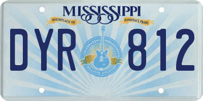 MS license plate DYR812