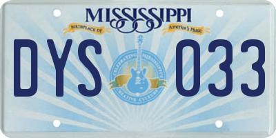 MS license plate DYS033