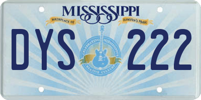 MS license plate DYS222