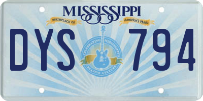 MS license plate DYS794