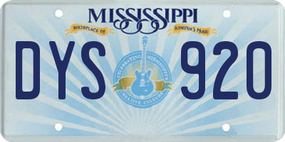 MS license plate DYS920