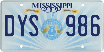 MS license plate DYS986
