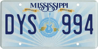MS license plate DYS994