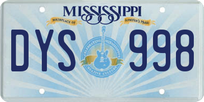 MS license plate DYS998