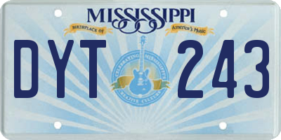 MS license plate DYT243