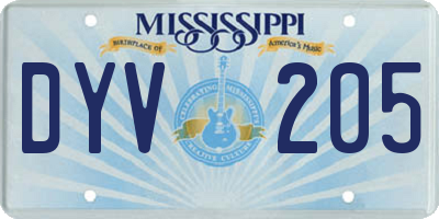 MS license plate DYV205