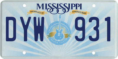 MS license plate DYW931