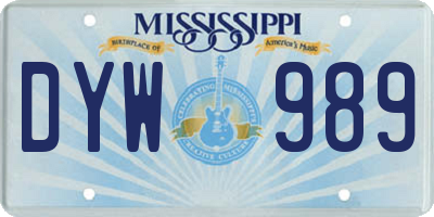 MS license plate DYW989