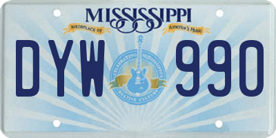 MS license plate DYW990