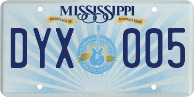 MS license plate DYX005