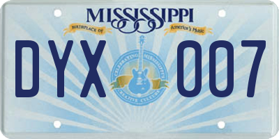 MS license plate DYX007