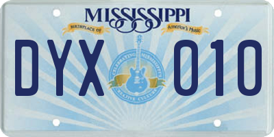 MS license plate DYX010