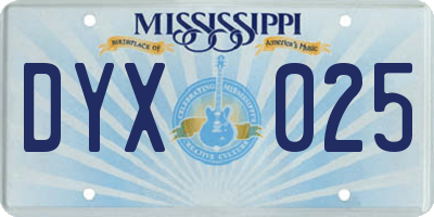 MS license plate DYX025