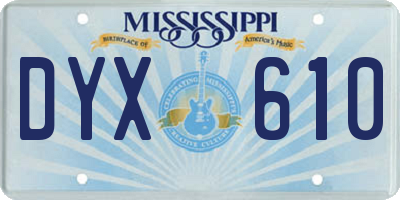 MS license plate DYX610