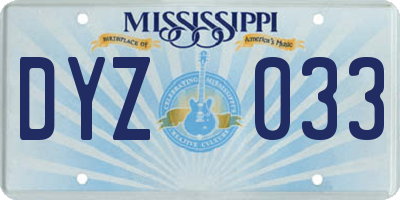 MS license plate DYZ033