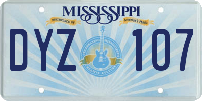MS license plate DYZ107