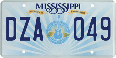 MS license plate DZA049