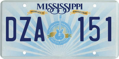 MS license plate DZA151
