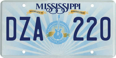 MS license plate DZA220
