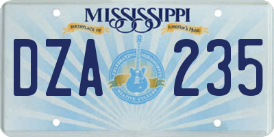 MS license plate DZA235