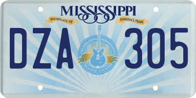 MS license plate DZA305