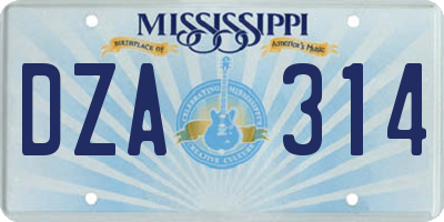 MS license plate DZA314