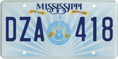 MS license plate DZA418
