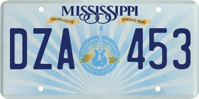 MS license plate DZA453