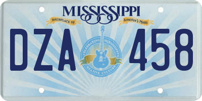 MS license plate DZA458