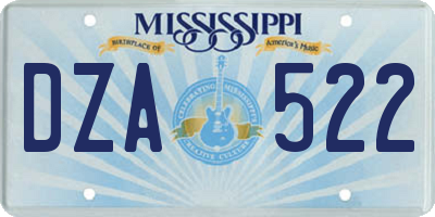 MS license plate DZA522