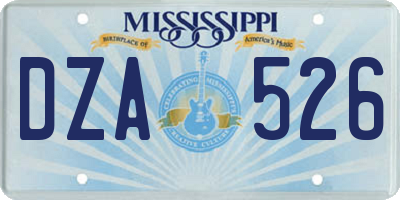 MS license plate DZA526