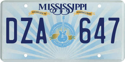 MS license plate DZA647